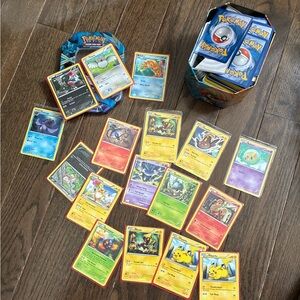 Pokémon cards with tin